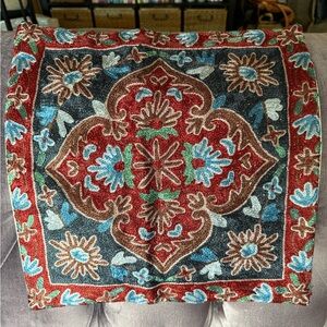 Colorful Silk Embroidered Pillow Cover